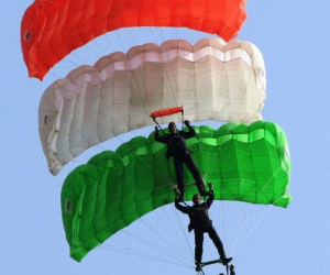 Akash Ganga showing Indian National Flag